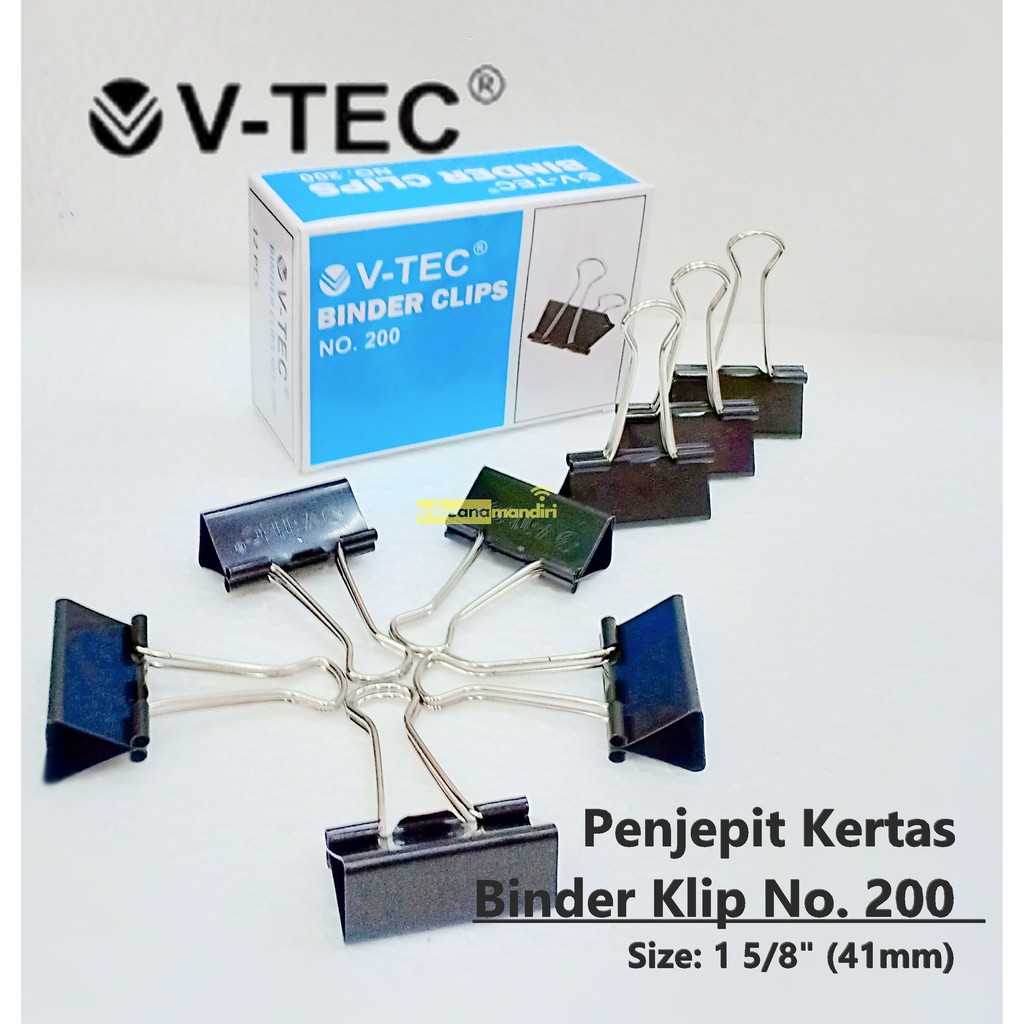 

Penjepit Kertas/Binder Klip No. 200 V-TEC Size: 1 5/8" (41mm) V-TEC