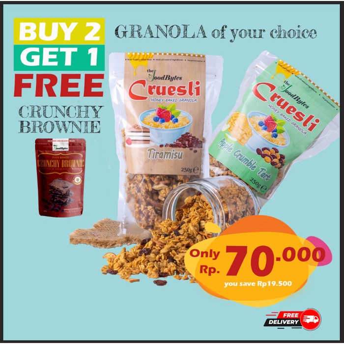 

⭐ COD ⭐ GRANOLA | PROMO GRATIS CRUNCHY BROWNIE | SNACK DIET SEHAT - Tiramisu + Apel