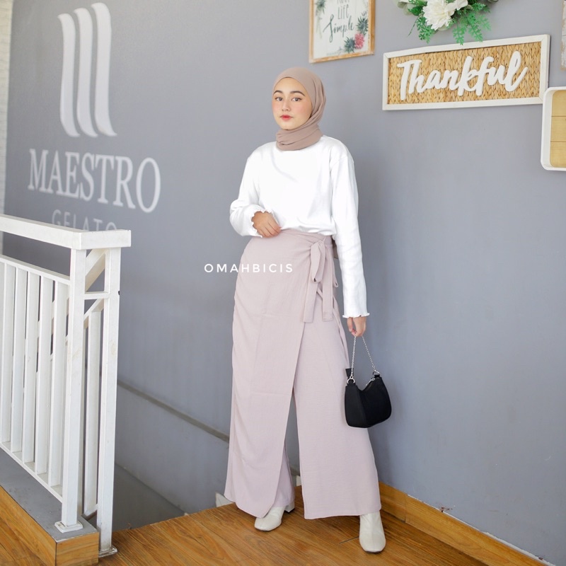 Shafira Tied Kulot pants Air flow By omahbicis -Wrap Pants-Celana Korea -Celana Anti kusut -Celana anti Setrika