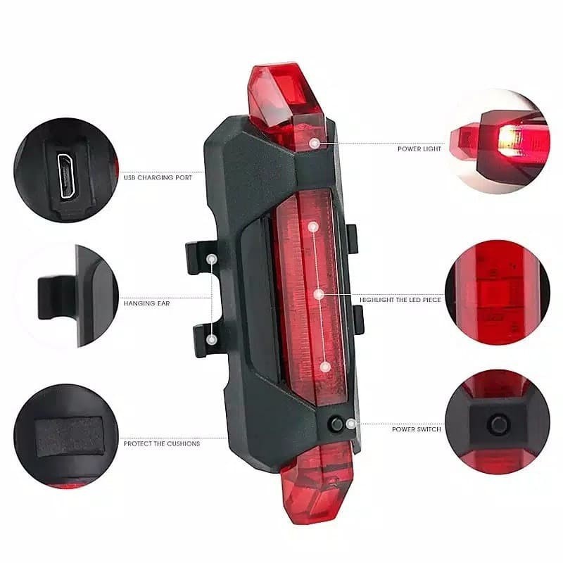 Lampu Sepeda Belakang LED Tail Light USB Rechargeable