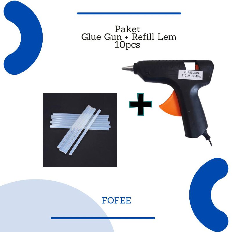 PAKET HEMAT!!! GLUE GUN LEM TEMBAK  + 10PCS ISI REFILL LEM TEMBAK