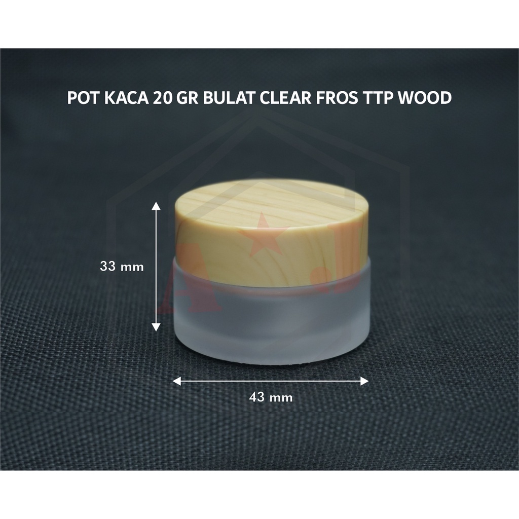 Pot Kaca 20 g Tutup Kayu/ Cream/Pot Kaca Kosmetik Kosong Tutup Kayu 20 Gram