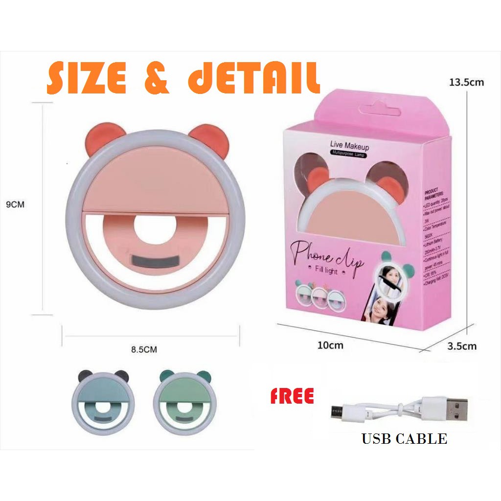 Character Selfie Ring Light Cantik Beauty Universal Clip-On Selfie (Random Varian)