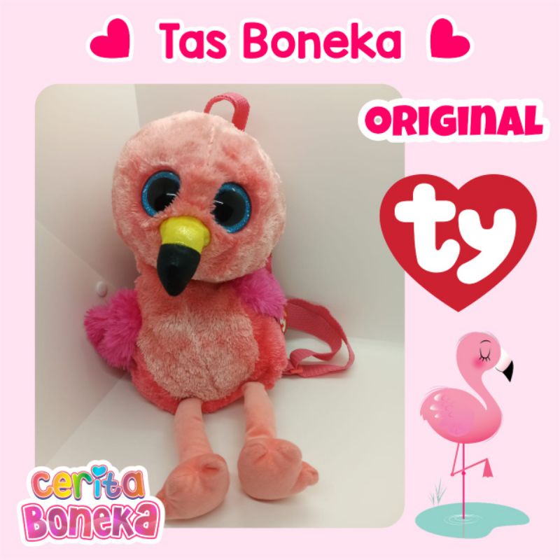 Tas Boneka Anak Karakter Flamingo Original TY Mata Belo