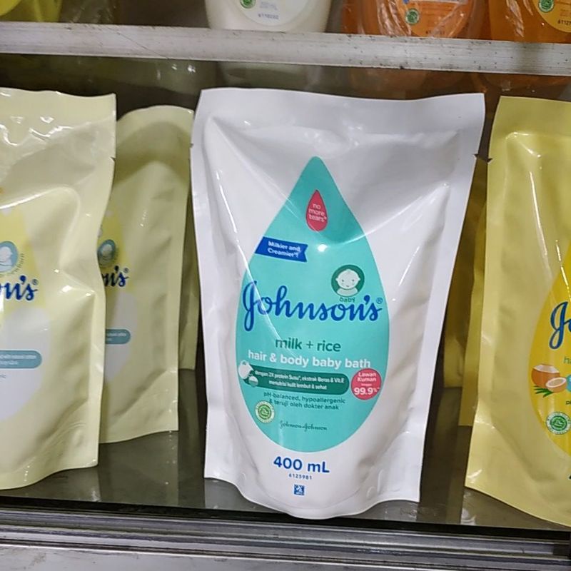 JOHNSONS MILK BATH REFILL UKURAN 400 ML, sabun &amp; sampo bayi HAIR &amp; BODY TOP TO TOE BABY BATH refill