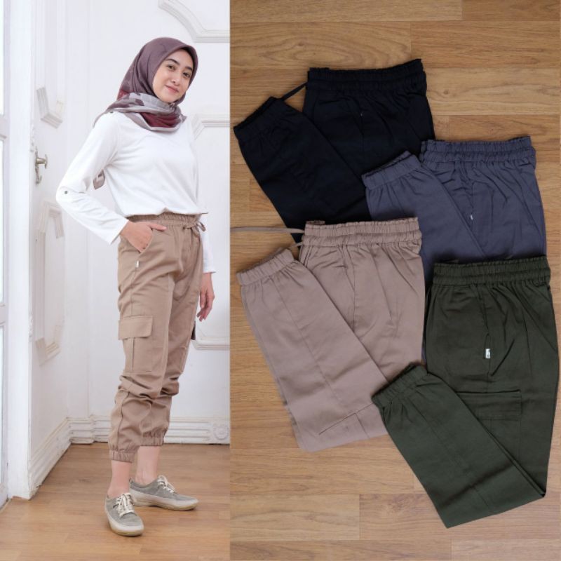 CELANA PANJANG JOGGER CARGO CEWEK//CELANA JOGGER CARGO WANITA PREMIUM GRAND A