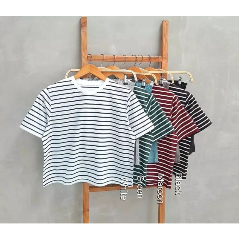 kaos stripe crop / kaos salur crop