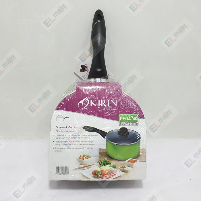 Sauce pan teflon 18cm KIRIN Sasando + tutup glass cover anti lengket saucepan 18cm sasando KIRIN