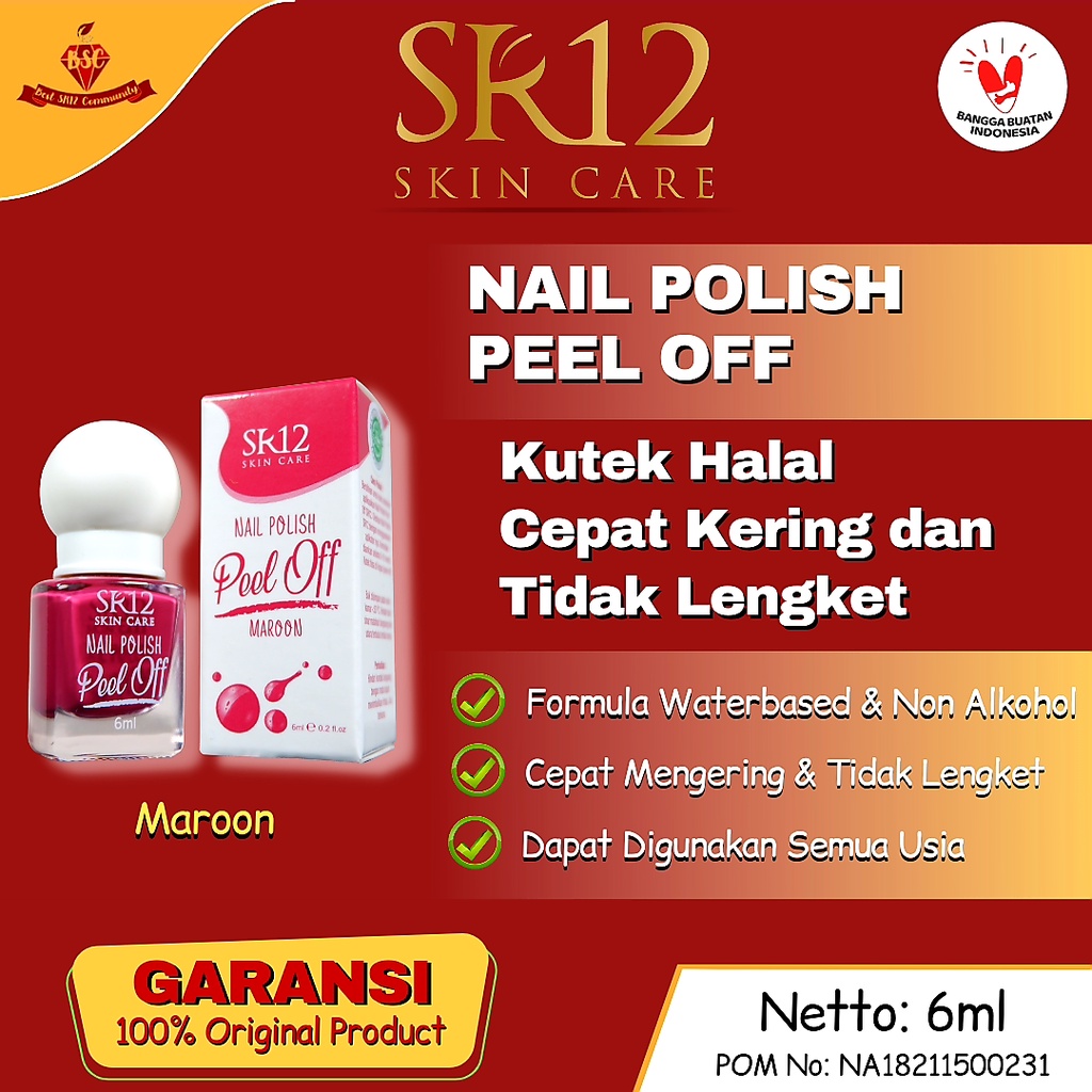 PREMIUM Nail Polish Peel Off SR12 I Cat Kuku Kutek Cepat Kering I Pacar Kuku Tahan lama Anti Lengket