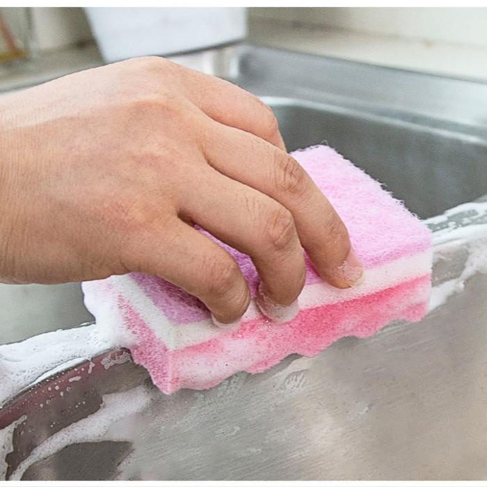 3 lapis gelombang 2   sisi  / Spons Cuci Piring Warna Warni Spon Sponge Sabut Jaring Alat Dishwashing Dapur Masak Busa Serbaguna