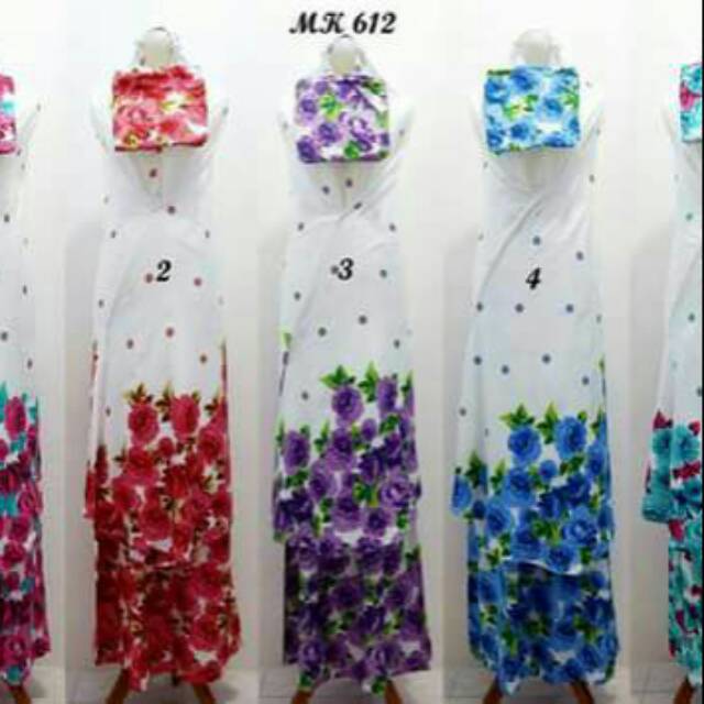 MUKENA BALI DASAR PUTIH MOTIF MAWAR