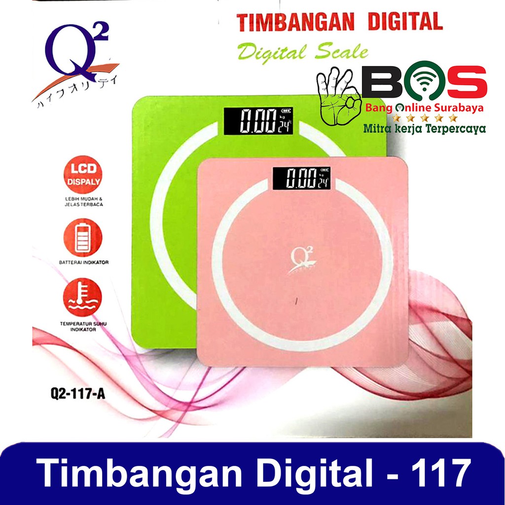 Timbangan Badan Digital Kaca Q2-117A Pengukur Berat Tubuh Q2 117A