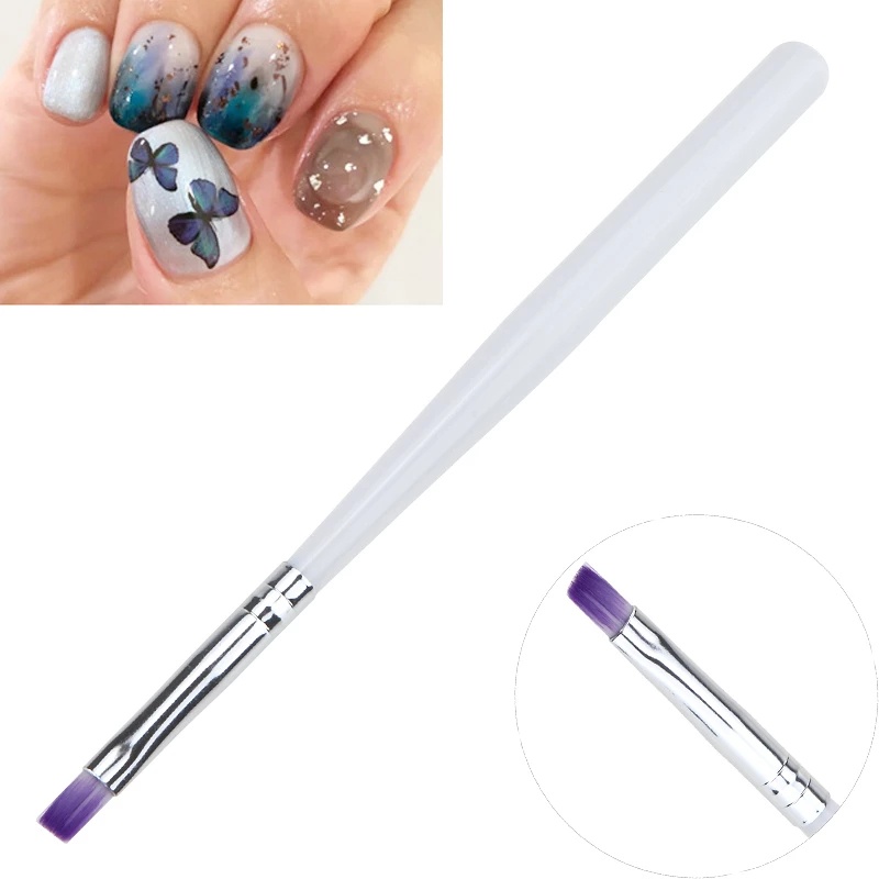 1Pc / Gradient Purple Color DIY Painting Crystal Acrylics Carving Nail Art Brush / Professional Manicure Accessories