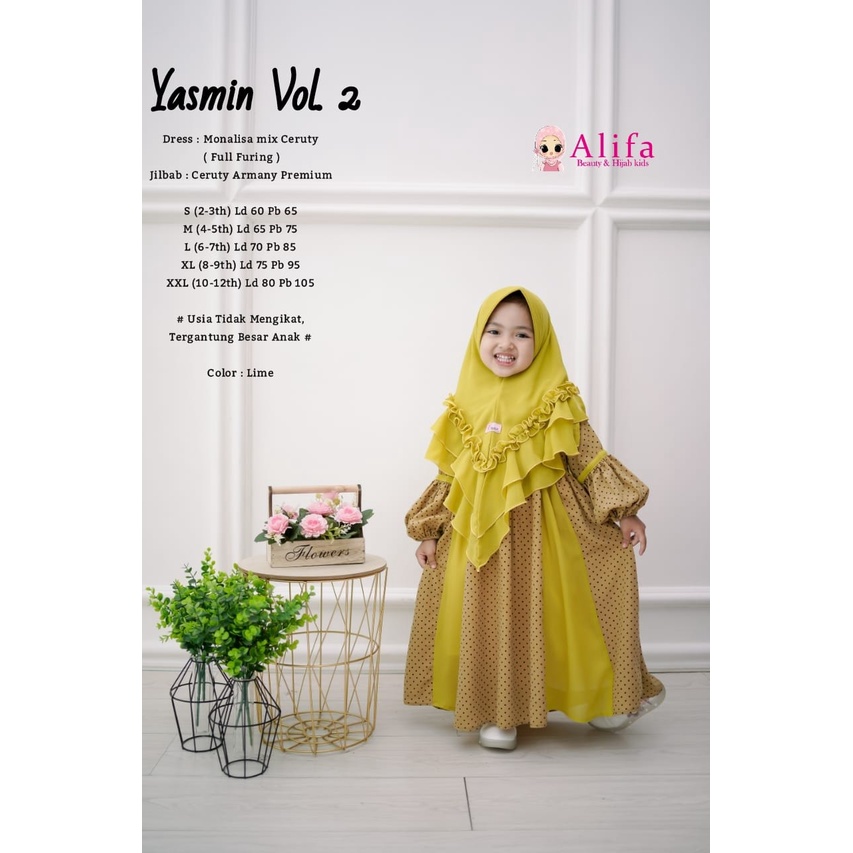 GAMIS YASMIN VOL 2 MAXY MAXI DRESS ANAK KIDS MONALISA COTTON CERUTY CERUTI MOTIF POLKADOT BINTIK ADE