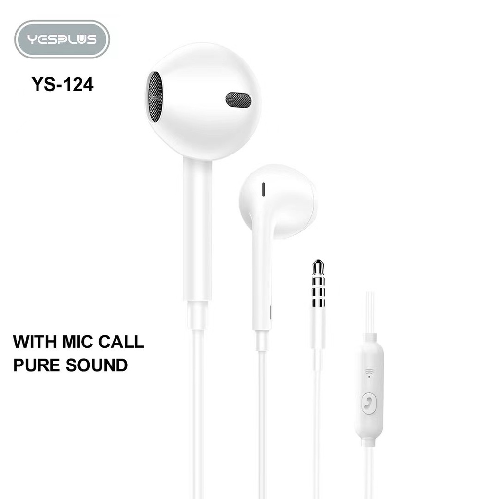 【33LV.ID】YS-124 Headset/Handsfree Harga Terjangkau Hifi Sound Wired 4D Earphone+Mic