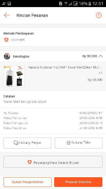 Handuk Outdoor Procamp Towel 60x120cm Microfiber Anti Bacterial Hiking