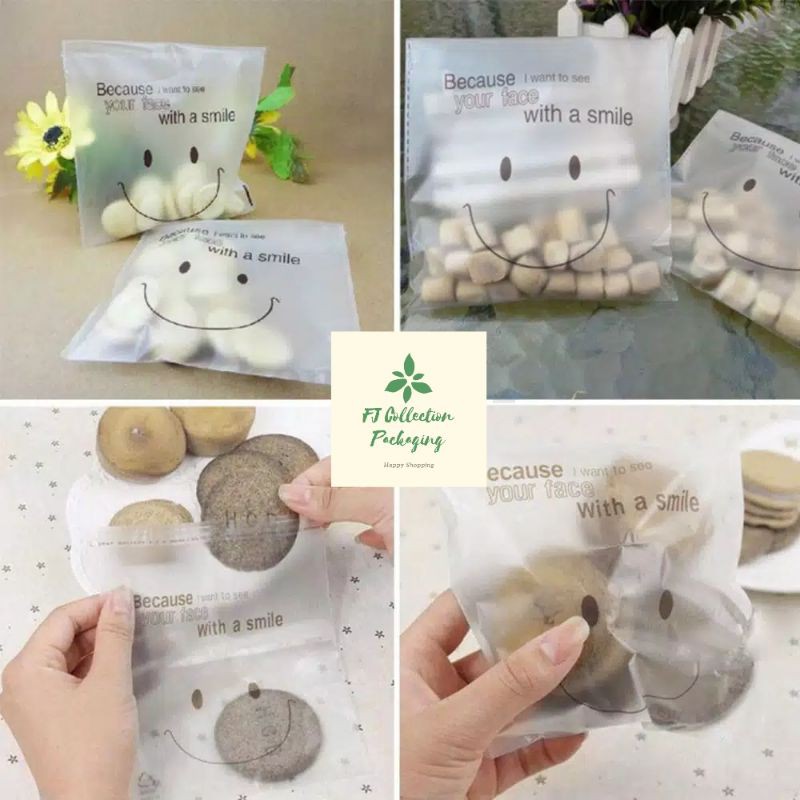

100pcs Plastik Cookies Snack gambar Smile uk. 14x14cm RJ4