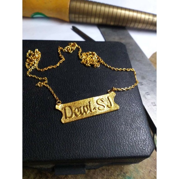 Kalung perak ukir nama model plat 100% perak asli