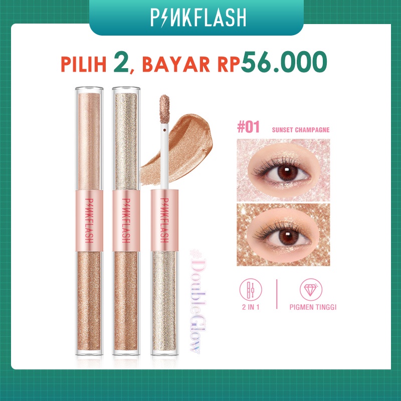 PINKFLASH DoubleGlow 2 in 1 All Glow Liquid Eyeshadow Stick Waterproof Eye Makeup High Pigment Lightweight Eye Shadow PF-E18