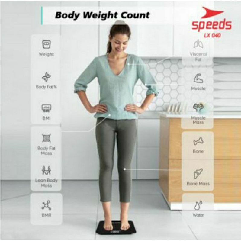 Timbangan Badan Speeds Digital 180kg Scale Kaca Timbang Badan