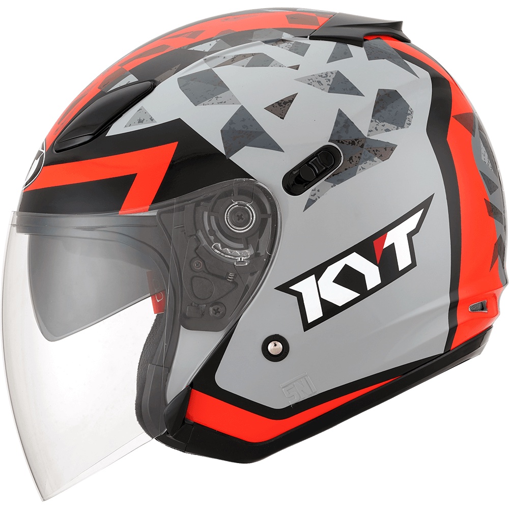 Jual Helm KYT DJ Maxi 1 Asphalt Grey/Red Fluo Indonesia