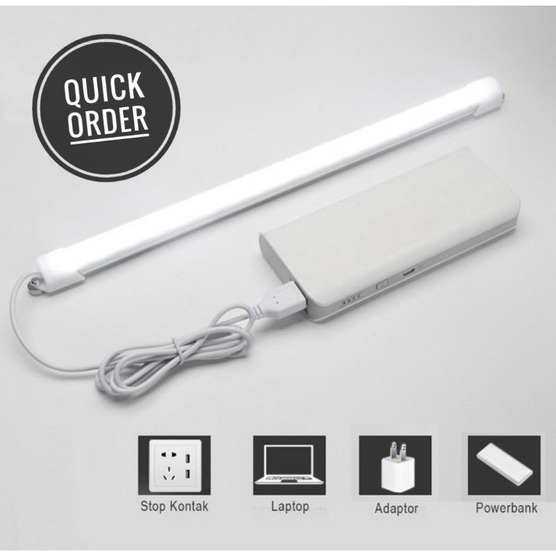 Lampu Neon LED Tempel Portable Listrik Meja Belajar Kamar Interior Rumah Hias Putih Terang 22 cm