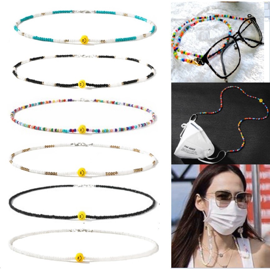 Kalung Tali Strap Gantungan Masker SMILEY Artis Korea Fashion Rantai Masker IMPOR High Quality