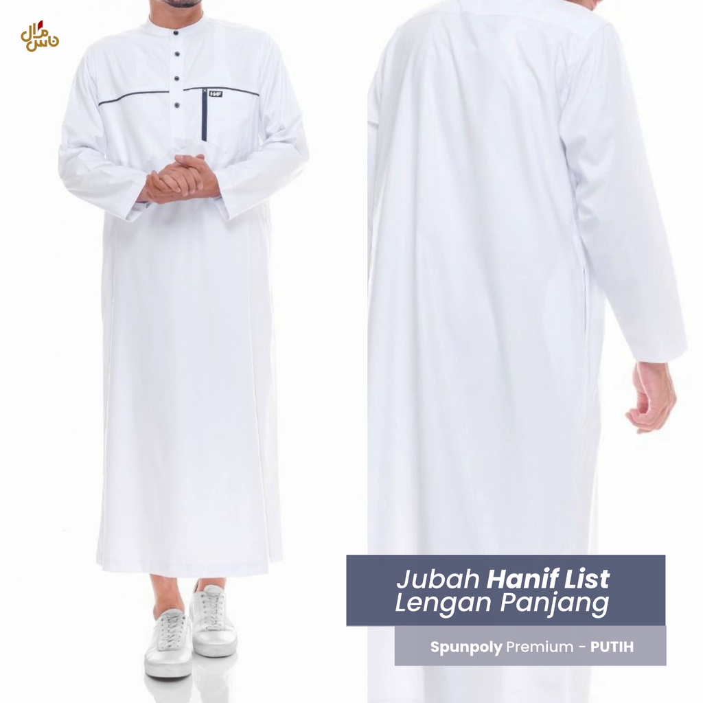 Jubah Gamis Pria Dewasa Muslim Polos Lengan Panjang Bahan Spunpoly Premium Hanif