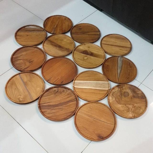 Piring Kayu Jati D. 20cm / Teak Wood Plate