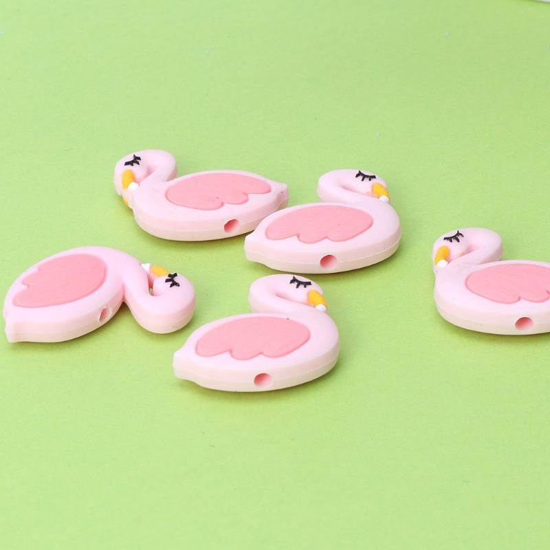 Mary Mainan Teether Bayi Bentuk Flamingo Bahan Silikon Untuk DIY Perhiasan