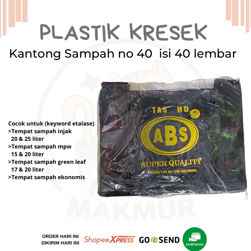 Premium (Mount) Plastik Kresek Kantong Plastik Sampah no 40 isi 40 lembar ABS