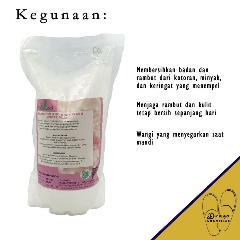 SHAMPOO AND BODY WASH 2IN1 1Liter Wangi Aroma Cotton Blossom Refill PREMIUM souvens sabun cair murah