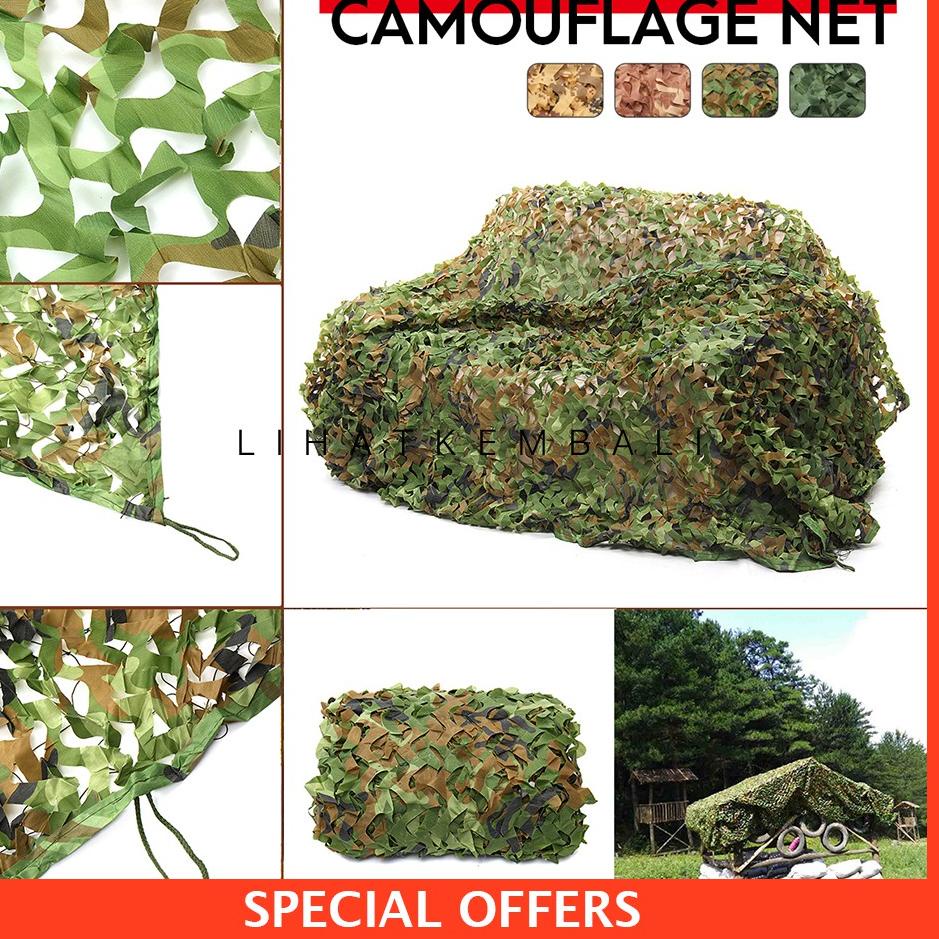 ♘ *PROMO* Tenda Jaring Militer Camouflage Net Motif Daun Untuk Berburu Kemah Dekorasi ✥