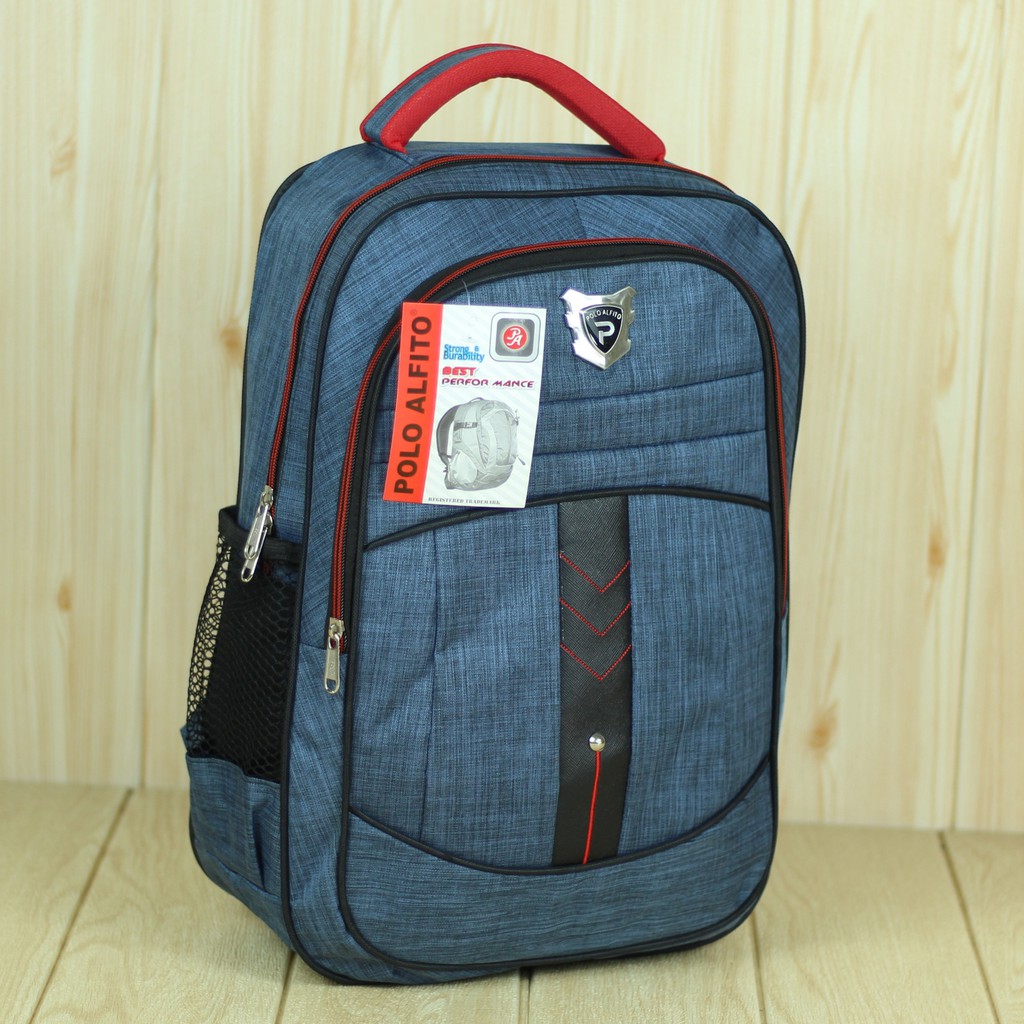 Tas Gendong Polo Alfito Panah Biru Merah Kecil Ransel Sekolah Remaja SMP SMA Free Rain Cover