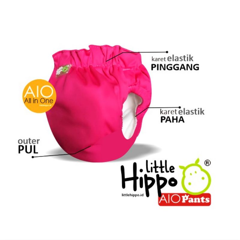 Clodi AIO Pant Popok Kain Cuci Ulang Little Hippo / Popok Kain Cuci Ulang