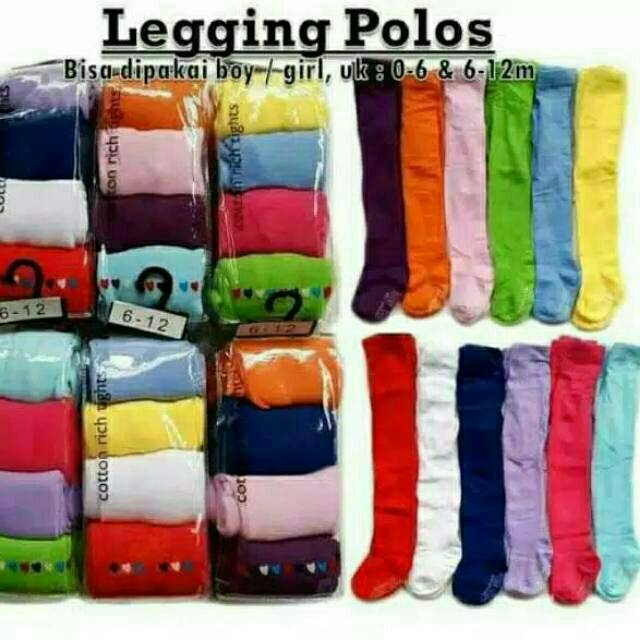 Legging cotton rich tights polos 4in1 legging bayi polos rainbow celana bayi