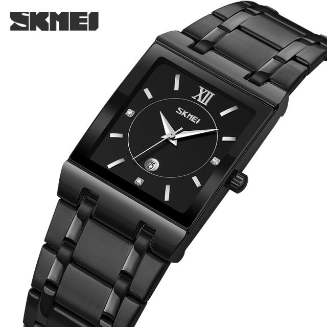 Jam Tangan Pria SKMEI Analog Date 9263 Men Stainless Steel Jam Tangan LED SKMEI