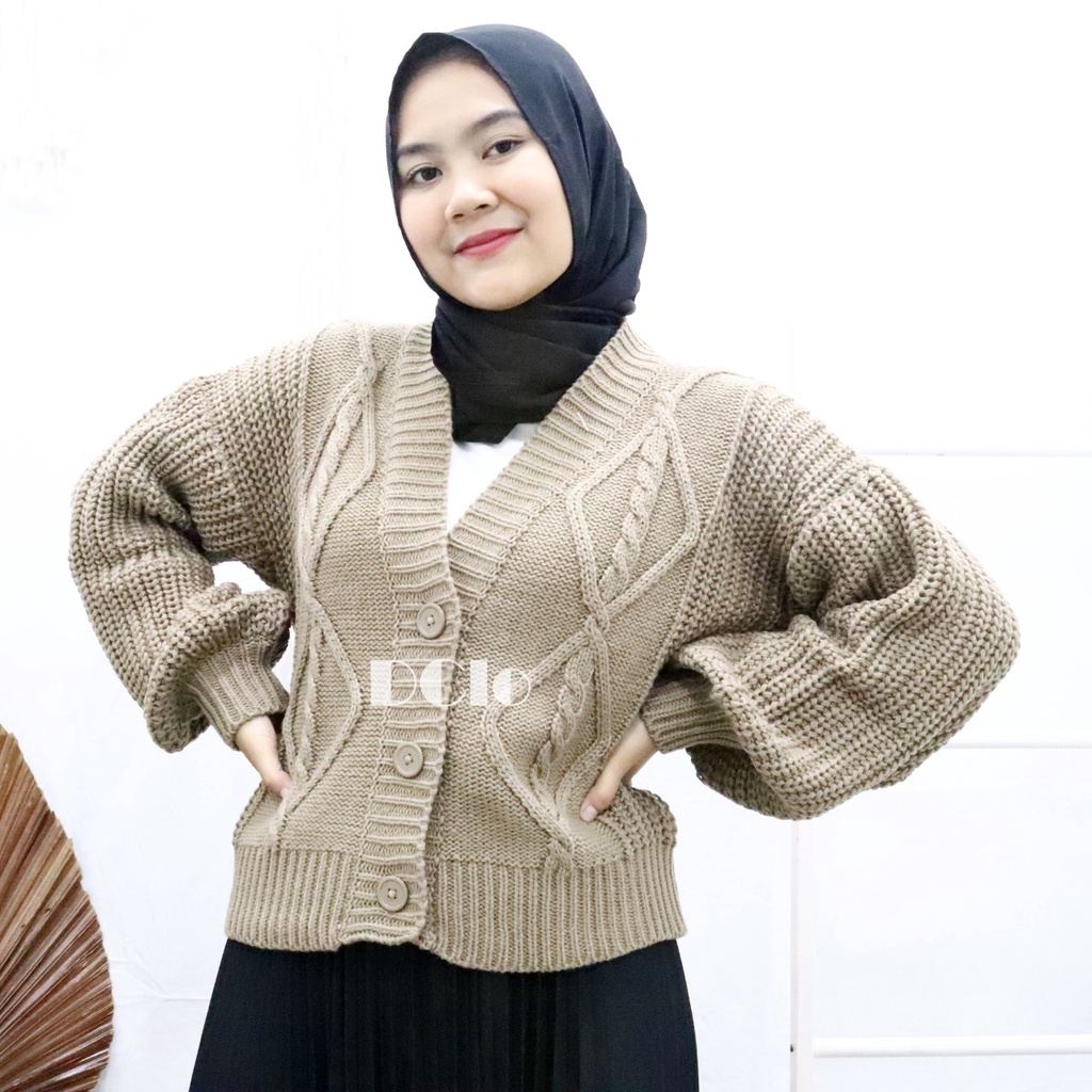 Crop Cable Cardy - Cardigan Rajut Kepang 3 Get Premium Tebal Oversize - Olivia Kardigan Rajut Wanita Remaja Terbaru Beraneka Warna 2022 - Sweater Korean Style Model Kekinian - Outer Knit