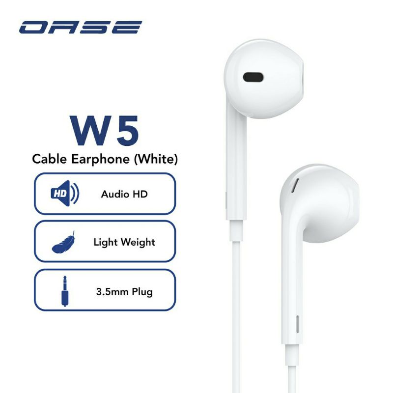 OASE Wired Earphone Headset Half In Ear 14mm Diameter HD Audio Kabel 120cm