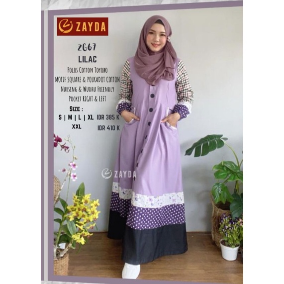 Gamis Zayda Terbaru / Zayda ZG 67 lilac / Gamis dewasa / zayda