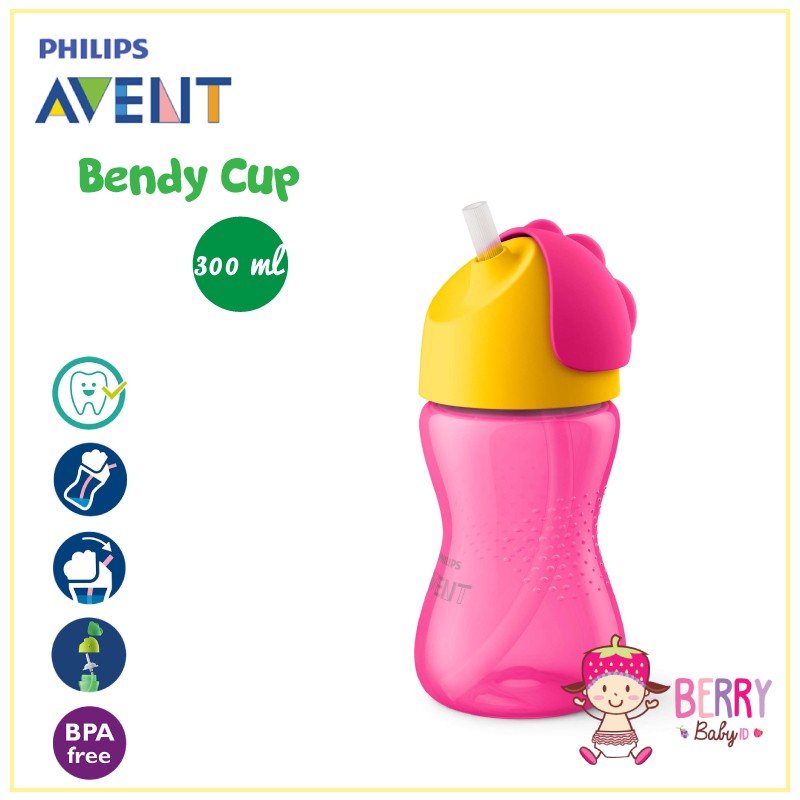 Philips Avent Bendy Straw Cup Botol Sedotan Bayi 300 ml / 10 oz Berry Mart