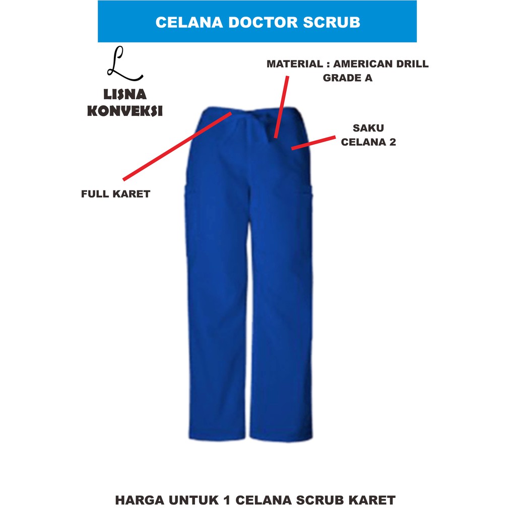 Celana Doctor Scrub Baju Dokter Baju OKA APD American Drill XS-XL