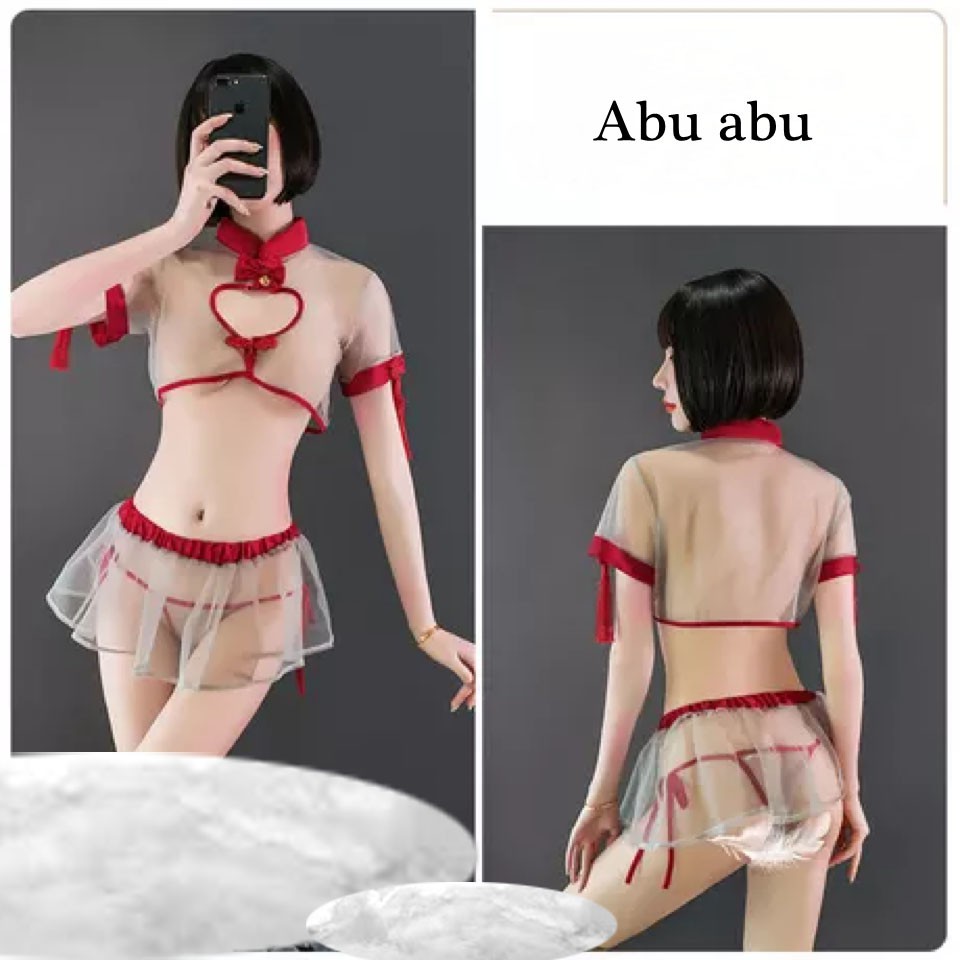 Lingerie Wanita Cosplay transparan Sexy cheongsam anime Seragam Set A395