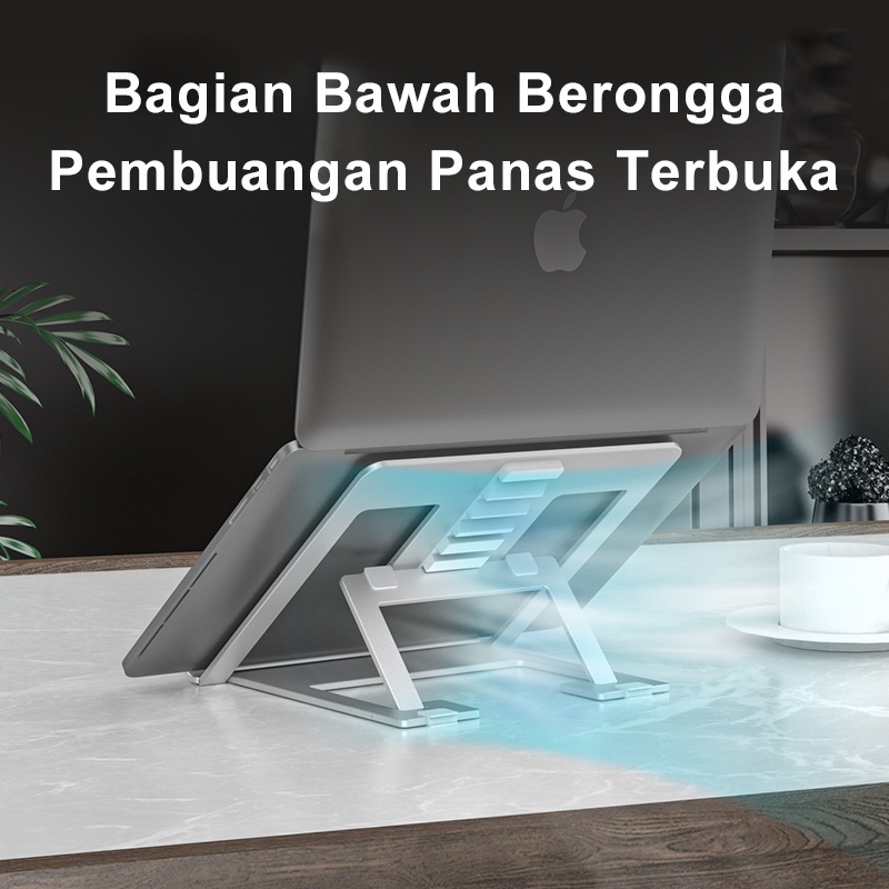 Deli Stand Laptop Aluminium Dudukan Laptop Holder Tatakan Rak Standing Laptop Meja Adjustable Laptop Stand