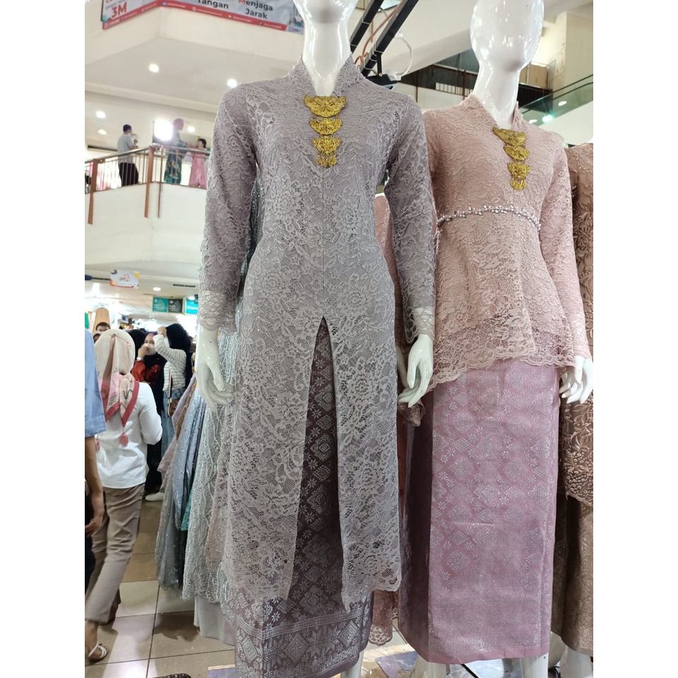 Satu setel kebaya moderen bahan tulle lengan panjang ukuran m l xl xxl-SET TARO