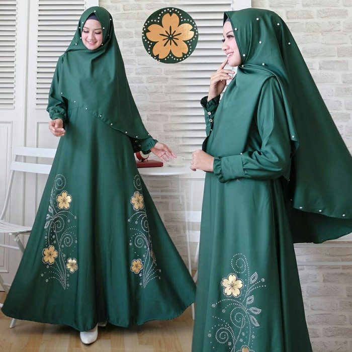 Premium-Busana Muslim-maxi balotelly kyla hijau fashion wanita baju muslim gamis pesta