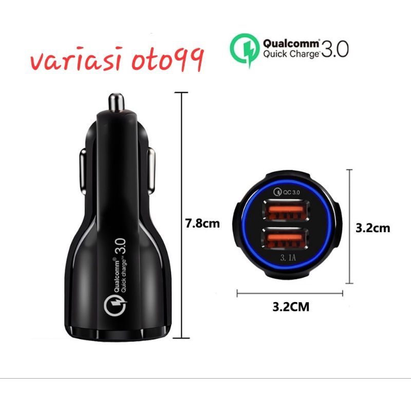 Car Charger Colokan Mobil 2 Port QC 3.0/3 1A