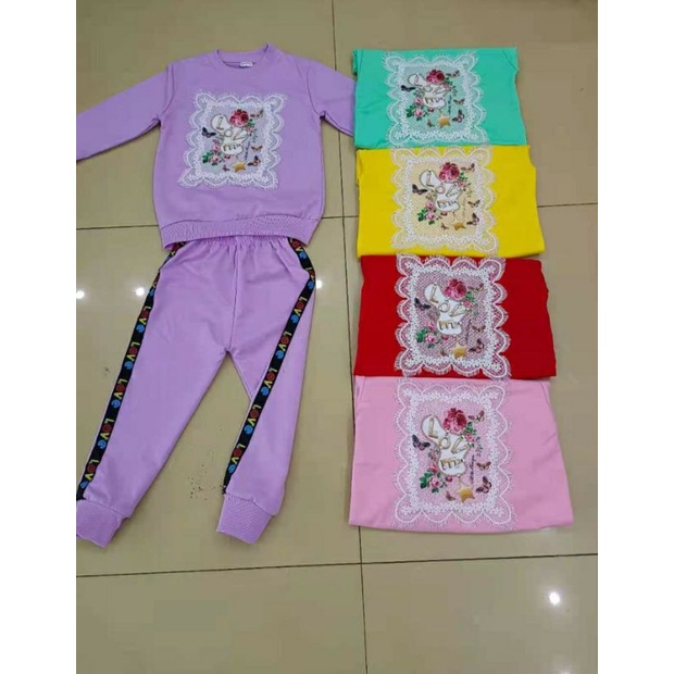 Setelan kaos anak Perempuan import 3-8 Tahun setcel anak cewek