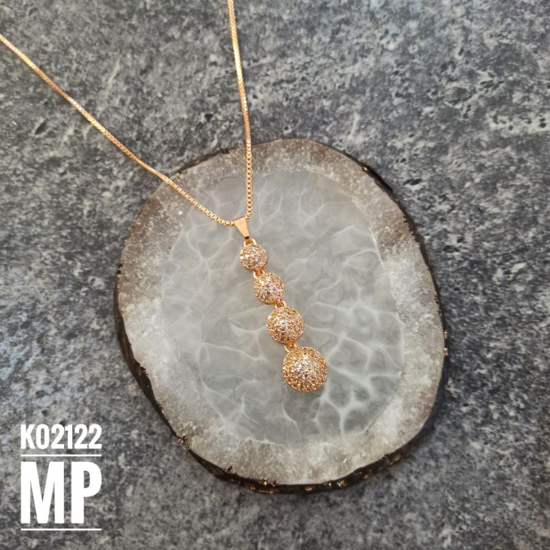 Kalung Fashion Rhodium Zircon Tingkat K02122