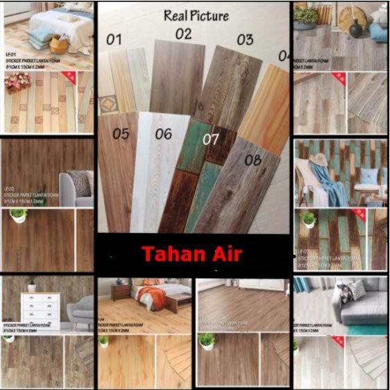 STIKER LANTAI VINYL - WALLPAPER DINDING VINYL - PARKET LANTAI VINYL MOTIF KAYU PREMIUM TEBAL 2MM
